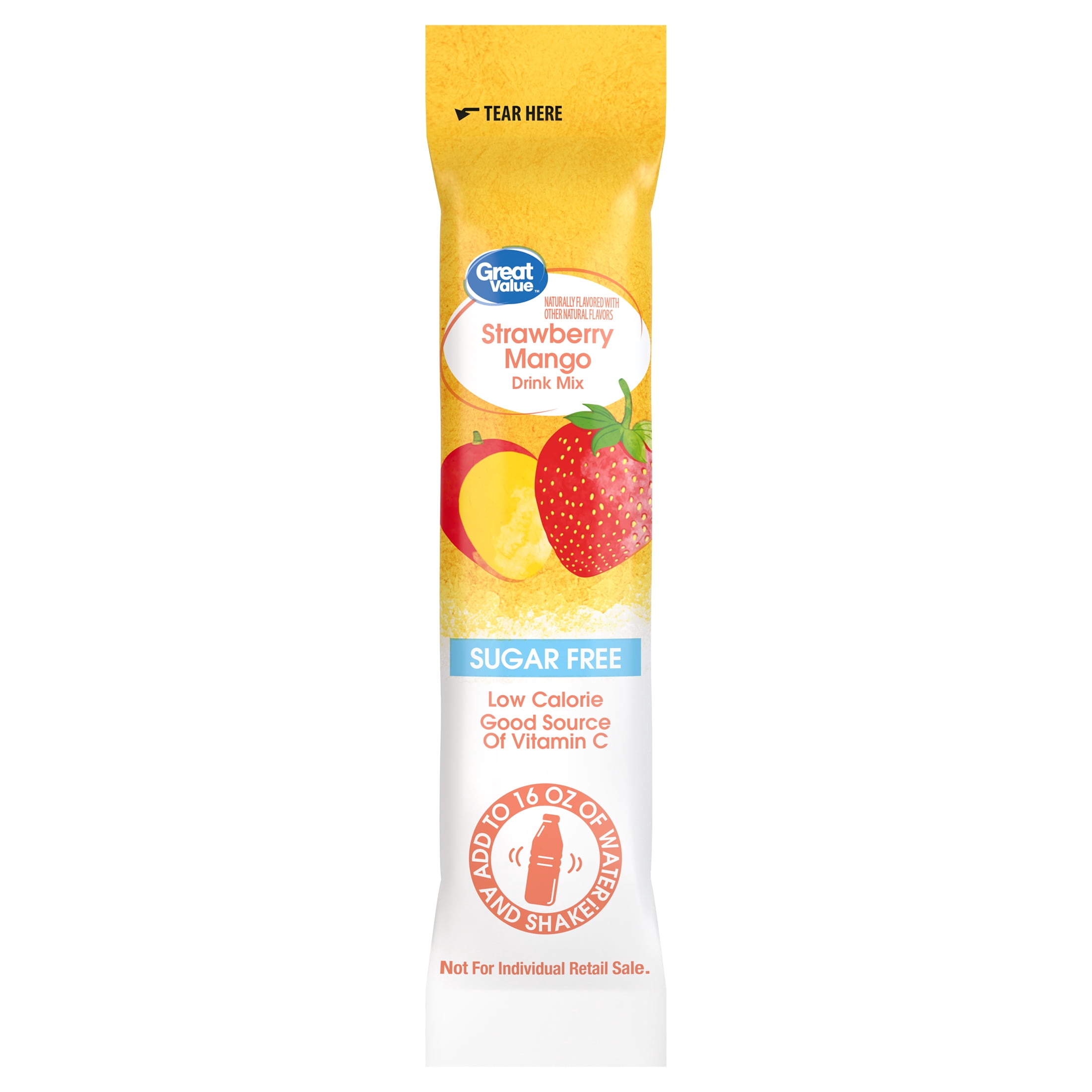 Great Value Strawberry Mango Powdered Liquid Drink Mix, Sugar-Free, 0.99 oz, 10 Packets
