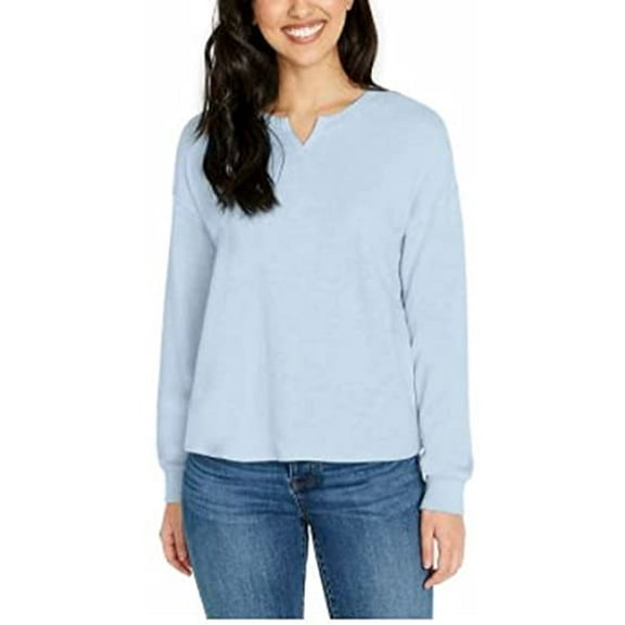 Buffalo David Bitton Women's Long Sleeve Crew Neck Top (Cali Blue, L)