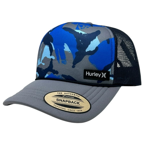 Hurley Men's Trucker Hat Rincon Mesh Snapback Cap (Grey Blue Camo)