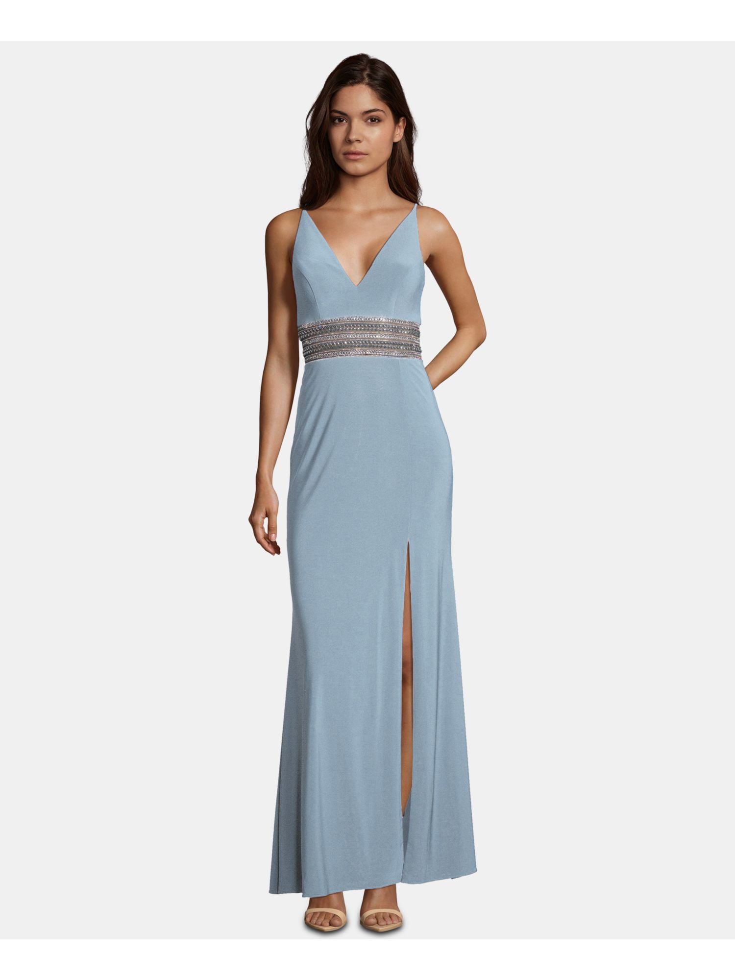 xscape blue beaded dress