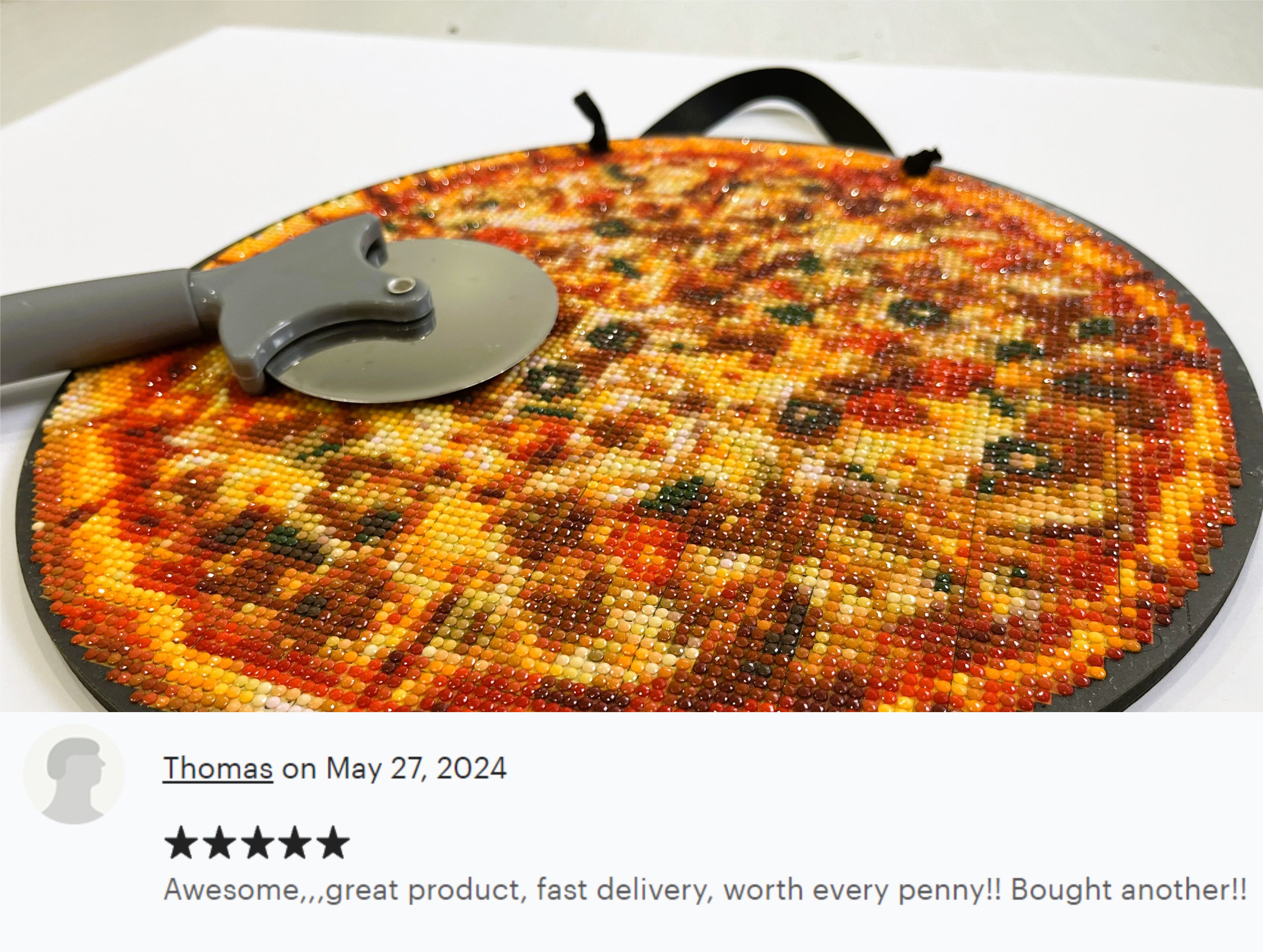 Diamond Painting Art Kit, Pizza Wood Sign