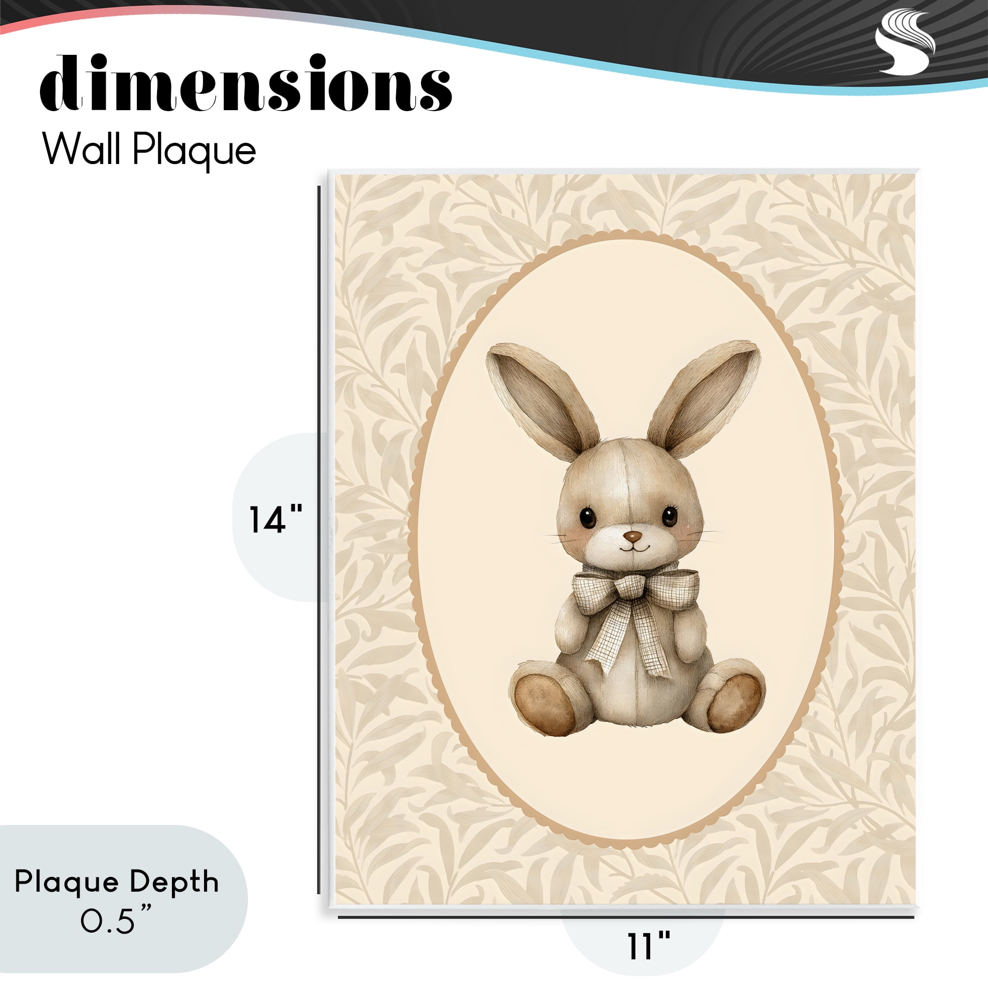 Stupell Industries Neutral Bunny in Oval Border Wall Plaque Art, design by LSR Design Studio