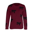 thumbnail image 4 of Bovemsi Sweaters for Women Cozy Long Sleeve Bowknot Printed Casual Knitted Jumper Fall Sweaters, 4 of 6