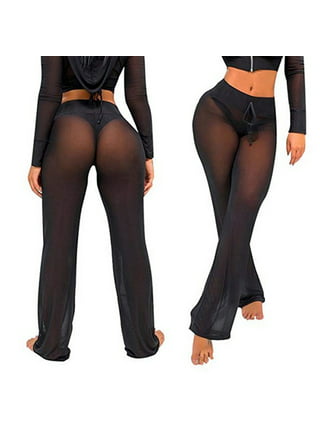 Linvme Women's Sexy Scrunch Butt Lfting See Through Pants Sheer
