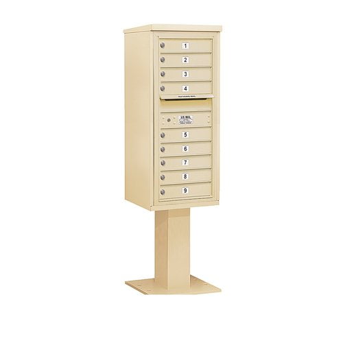 4C Pedestal Mailbox - 11 Door High Unit (69-1/8 Inches) - Single Column - 9 MB1 Doors - Sandstone