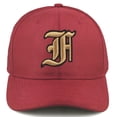 thumbnail image 2 of Daxton Premium Mid Profile Hat Semi Curved Visor Red Cap Black Gold Gothic Embroidered, Letter F, 2 of 4