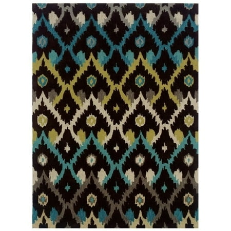 - Linon Trio 5' x 7' Hand Tufted Rug in Black and Teal
