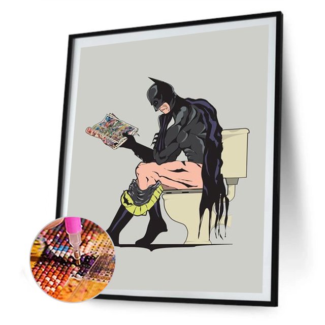 Cuadros Decorativos Kits de pintura de diamante 5D DIY, inodoro Batman, taladro redondo completo, decoración de pared, arte artesanal DQrwqpou Nuevos Originales