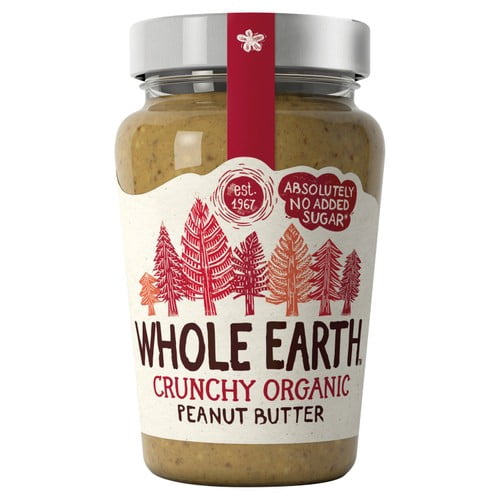 Whole Earth Organic Crunchy Peanut Butter 340g, British Import (Pack of 2)