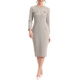 thumbnail image 1 of INSPIRE CHIC Robe à Boutons devant pour Femme en Tweed à Contraste de Couleurs Robes Élégantes Gris TP, 1 of 5