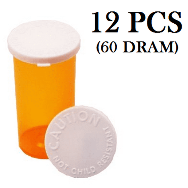 Prescription Pharmacy Vials Amber 60 Dram Snap Caps 12 Pieces