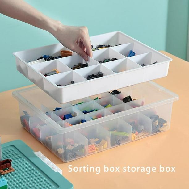 Building Blocks Storage Box 2 Layer Multi Grids Container Practical Kids  Building with Removable Lid Stackable Toy Sundries Organizer Organization  Green 