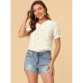 thumbnail image 3 of Blusa Allegra K con volantes En la manga y cuello Peter Pan floral para Mujer Blanco XL, 3 of 6