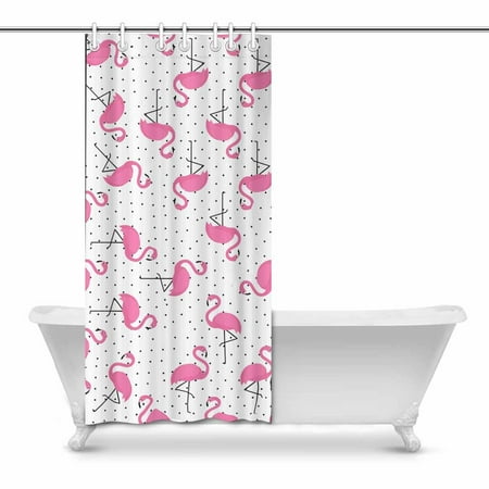 POP Pink Flamingo on Polka Dots Bathroom Decor Shower ...