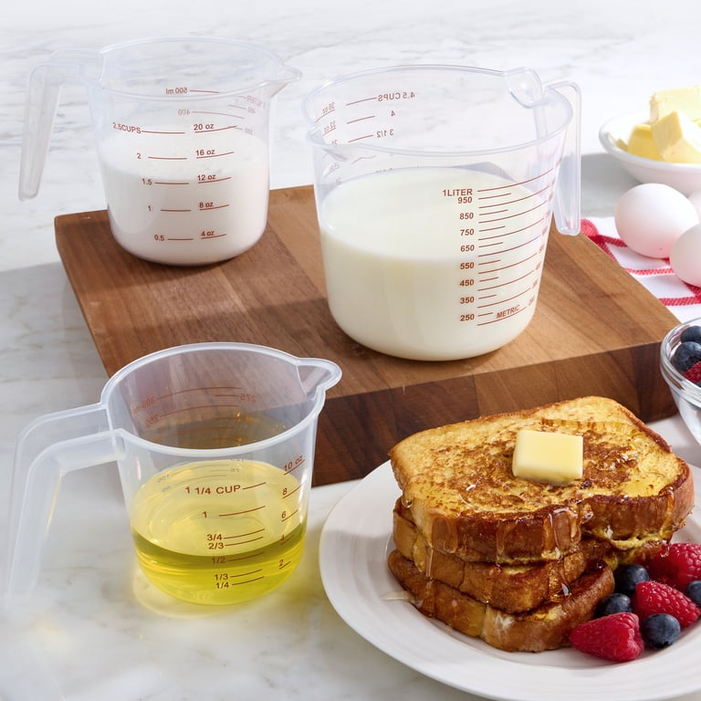 Mainstays 3-Piece Tapered Spout Plastic Measuring Cups Set Clear
