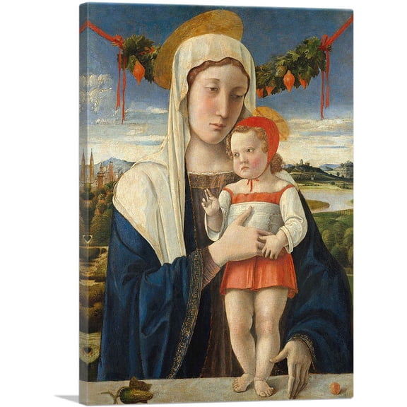 ARTCANVAS Madonna And Child 1470 Canvas Art Print by Giovanni Bellini - Size: 12" x 8" (0.75" Deep)