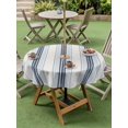 thumbnail image 3 of Outdoor Tablecloth with Umbrella Hole and Zipper, Blue Beige Round Table Cloth 60 Inch Waterproof Tablecloth, Modern Abstract Gradient Vertical Stripes Picnic Table Cover for Patio Camping, 3 of 7