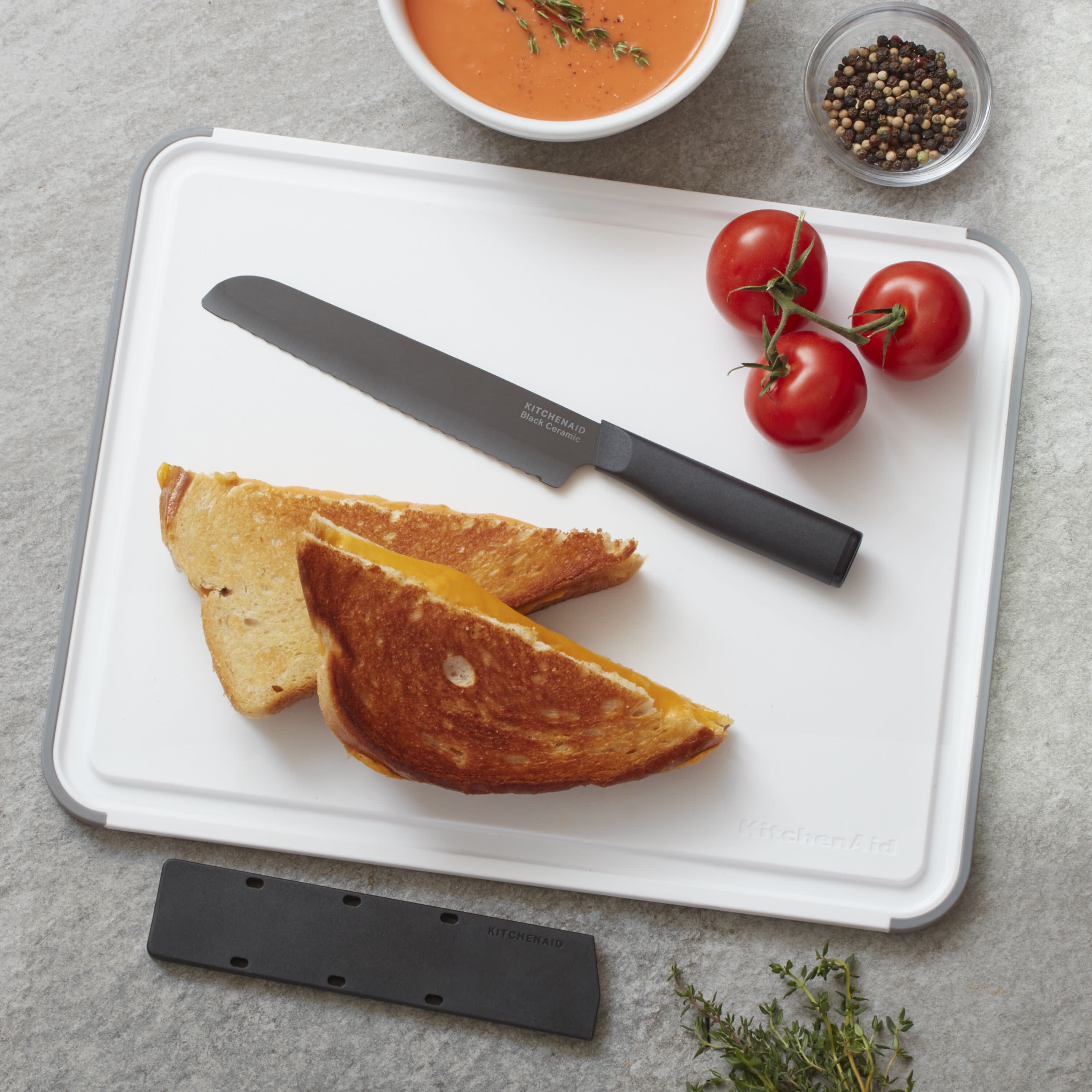 Kitchenaid Classic Nonslip Plastic Cutting Board, 11-inch x14-inch, White