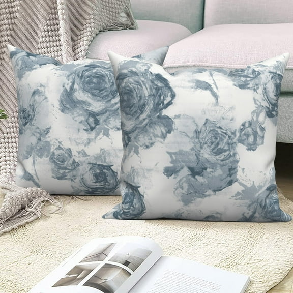 Mizhona Couch Pillow Covers 18x18 Inch, Set of 2 Soft Decorative Throw Pillowcase Floral for Sofa Living Room Bed