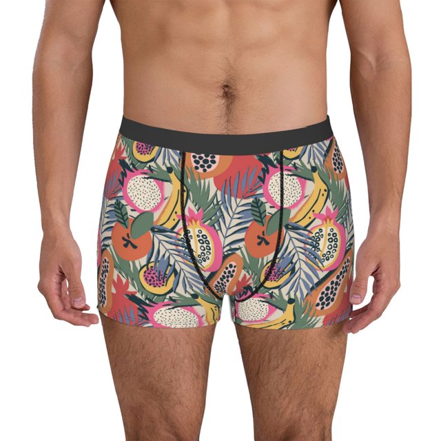 Fotbe Tropical Fruit Calzoncillos Tipo Boxer con Bolsa de Soporte Total para Hombre, X-Temp Fresco, Transpirable y de Secado Rápido-Large