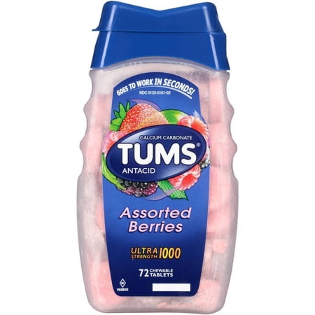 Tums Ultra Strength 1000 Assorted Berries Antacid/Calcium Supplement Chewable Tablets 72 ct