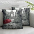 thumbnail image 3 of PHYHOO Throw Pillow Cases Paris Eiffel Tower Color Painting Throw Pillow Cover Case Decorative Linen Romantic Rain Street Cushion Cover for Couch Bed White, 3 of 5