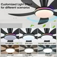 thumbnail image 2 of PHORUS 48" Low Profile Ceiling Fan with Light and Remote, Dimmable 3-Color LED, 6-Speed Quiet Reversible DC Motor, APP Control, Energy-Efficient Indoor/Outdoor Ceiling Fan,Black RGB, 2 of 8