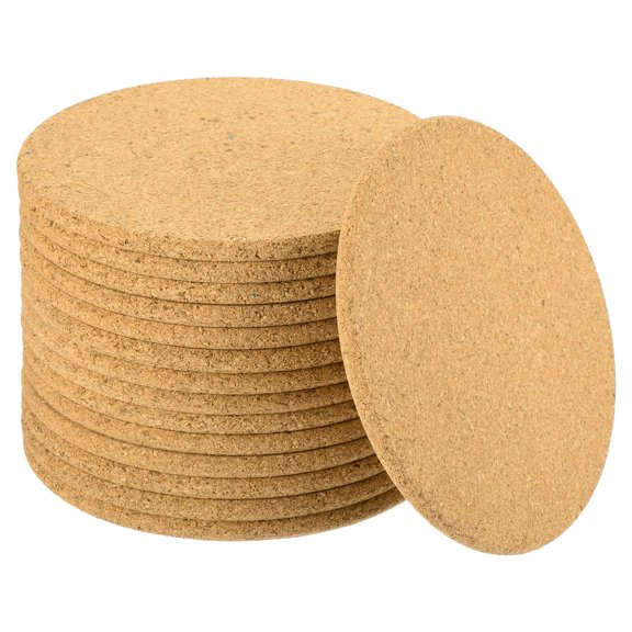 15Pack Cork Coaster for Drink, 100mm/3.94inch Round Edges Cork Mats (5mm Thick)