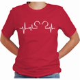 thumbnail image 2 of Mickey and Minnie Heartbeat T-Shirt, Vacation Shirt Casual Short Sleeve (Red-2X Large), 2 of 7