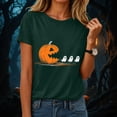 thumbnail image 2 of Akiihool Halloween Pumpkin Costume for Women Ghost Halloween T-Shirt for Women Cute Ghost Cat Graphic Tee Spooky Season Shirt Vintage Short Sleeve Casual Fall Tops (Dark Green,L), 2 of 9