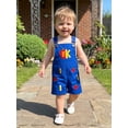 thumbnail image 4 of Yuemengxuan Toddler Boy Back to School Shorts Overalls Letter Apple Embroidery Sleeveless Jumpsuit, 4 of 9