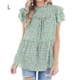 thumbnail image 1 of Chemise Femmes Chemise à Imprimé Léopard à Volants Manches Été Femmes Vêtements à Col Rond, Vert, L, 1 of 6