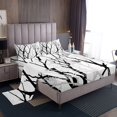 thumbnail image 1 of Tree Branch Bed Sheets Set Full Abstract Ink Sheet Set Abstract Plant Art Work Botanical Sheets For Kids Boys Girls Modern Geometric Simple Black Grey Top Sheet, 1 of 6