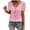 Pink, variant on Summer Tee For Women Fashion Solid Button Round Neck Blouses Casaul Short Sleeve T Shirt Green XXXL