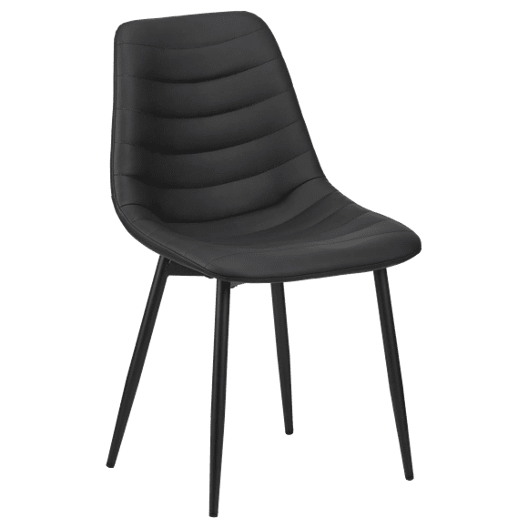 Bouclair Black Faux Leather Dining Chair Kitchen Side Chair with Tapered Metal Legs Set Component