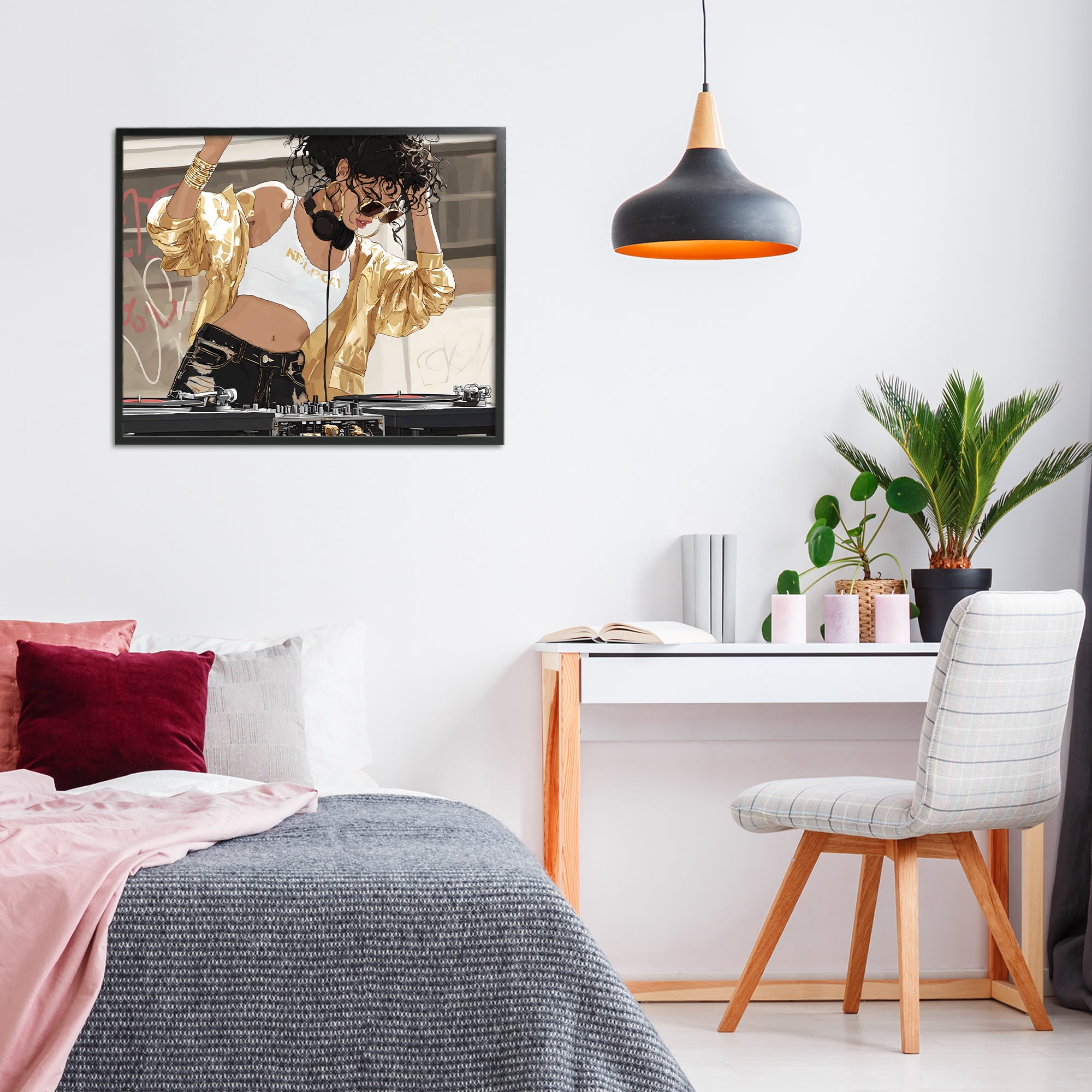 Stupell Industries Gold Accented DJ Black Framed Giclee Art, design by Franklyn Gregory