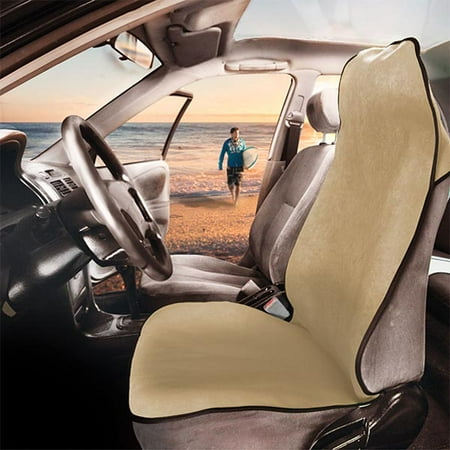 Logo Car Seat Towel - FH Group Fast Absorbent Multi-Functional Beach & Post Workout Beige Towel Car Seat Cover, 1 piece