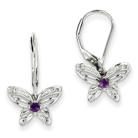 butterfly earrings silver amethyst sterling diamond