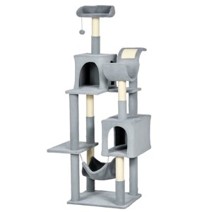 CoSoTower Grand arbre de chat pour les chats intérieurs, 70" Tour de chat multi-niveaux avec hammam, lit de chat, Condo de chat avec postes de scratching sisal, gris bleu