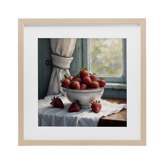 Stupell Industries Traditional Strawberry Harvest in Window Birch Framed Print Under Glass, 13 x 13, by Lettered and Lined