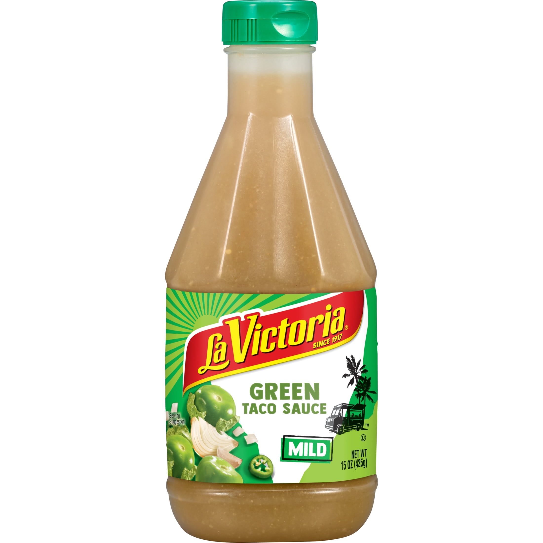 (2 pack) LA VICTORIA Green Taco Sauce, Mild, 15 oz Plastic Bottle