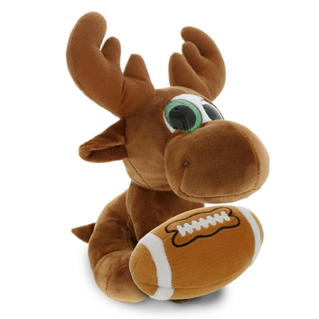 DolliBu Sparkle Eyes Moose Stuffed Animal with Football Plush – Soft Huggable Moose, Adorable Playtime Plush Toy, Cute Wild Life Gift Plush Doll Animal Toy for Kids and Adults – 6.5 Inches