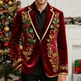 thumbnail image 5 of oelaio Christmas Blazer for Mens, Ugly Xmas Santa Claus Snowflake Print Tuxedo Suit Jacket One Button Lapel Party Blazers Yellow L, 5 of 8