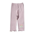 thumbnail image 3 of SROBPTY Girls 1-7 Years Solid Elastic Waist Capris Pants for Kids Purple, 3-4 Years, 3 of 5