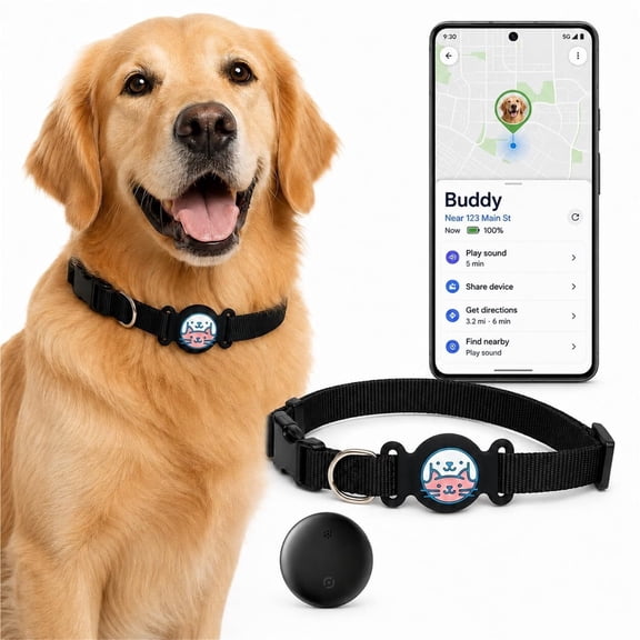 NexTone GPS Dog Tracker Collar, Android Compatible with Google Find My, Waterproof Adjustable Smart Tag Dog Collar, No Monthly Fee, for Small Medium Large Dogs