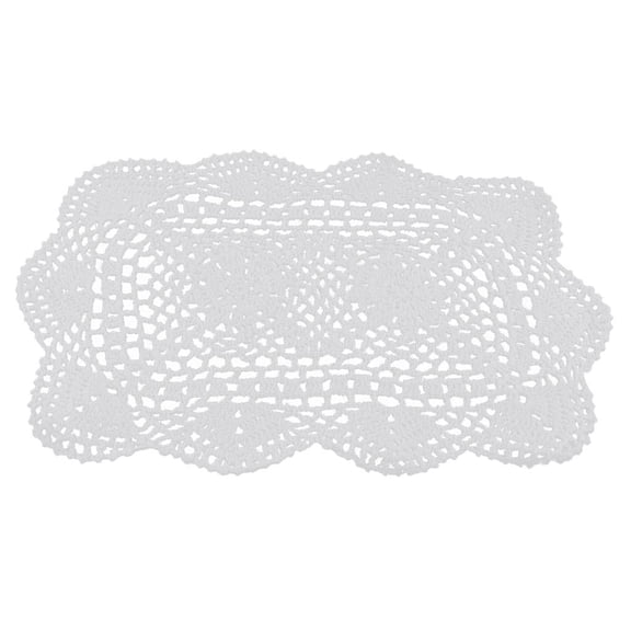 LQCrafK Rectangle White Hand Crochet Doily Doilies Decorative Floral Table Mats