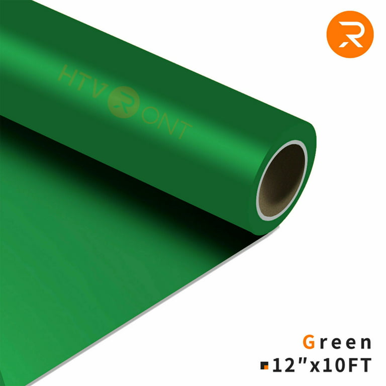 Green Heat Transfer Vinyl Rolls - 12 x 10FT Green Iron on Vinyl for  Shirts,Green Iron on for Cricut & All Cutter Machine - Easy to Cut & Weed  for