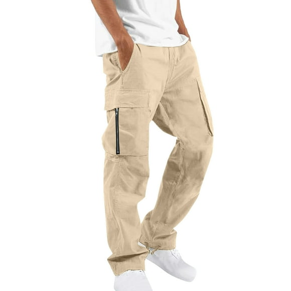PMUYBHF Male Men's Cargo Pants Size 34 X 32 Mens Casual Waist Color Sports Hat Multi Woven Pocket Foot Rope Solid Pants Street Cargo Tie Mens Cargo Pants Mens Cargo Shorts Size 42 Stretch Waist