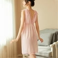 thumbnail image 4 of LYEAA Ladies Nightgowns Plus Size Sleeveless Mesh Lace Sheer Cozy Summer Sling Midi Night Gowns Solid V Neck Loose Casual Soft Pajamas Sleepwear Loungewear Fashion Elegant Women's Nightdress Pink M, 4 of 4