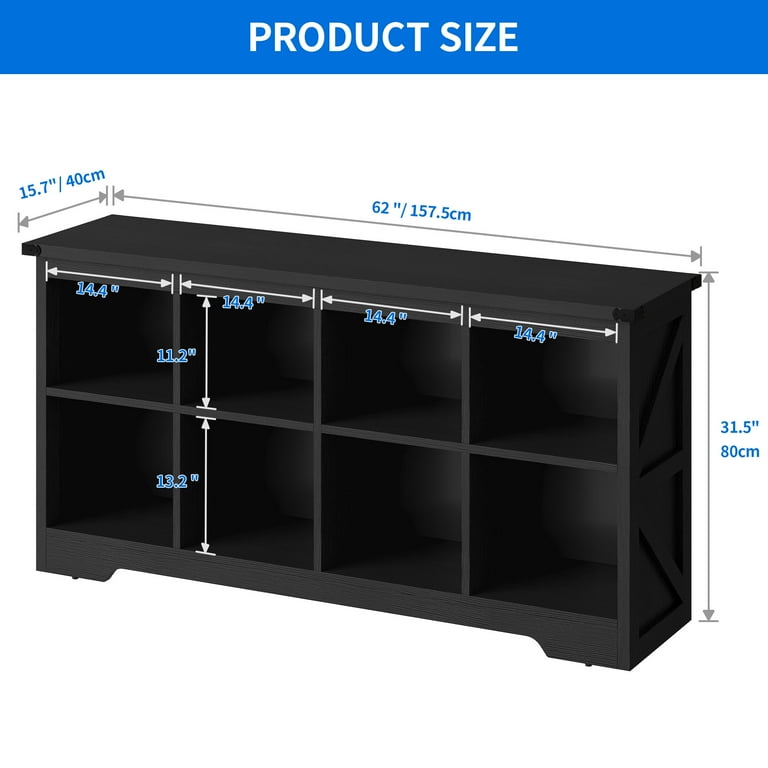 Uforic 8 Cube Organizer Bookcase, Farmhouse Cubby Bookshelf